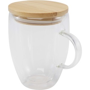 Leona üveg csésze bambusz fedéllel, 350 ml, átlátszó (bögre)