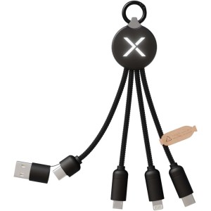 SCX C14 15W 5-in-1 töltőkábel, fekete (vezeték, elosztó, adapter, kábel)
